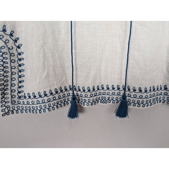 Solitaire by Ravi Khosla sleeveless blue white Summer bohemian embroidered Tunic - Picture 5 of 15